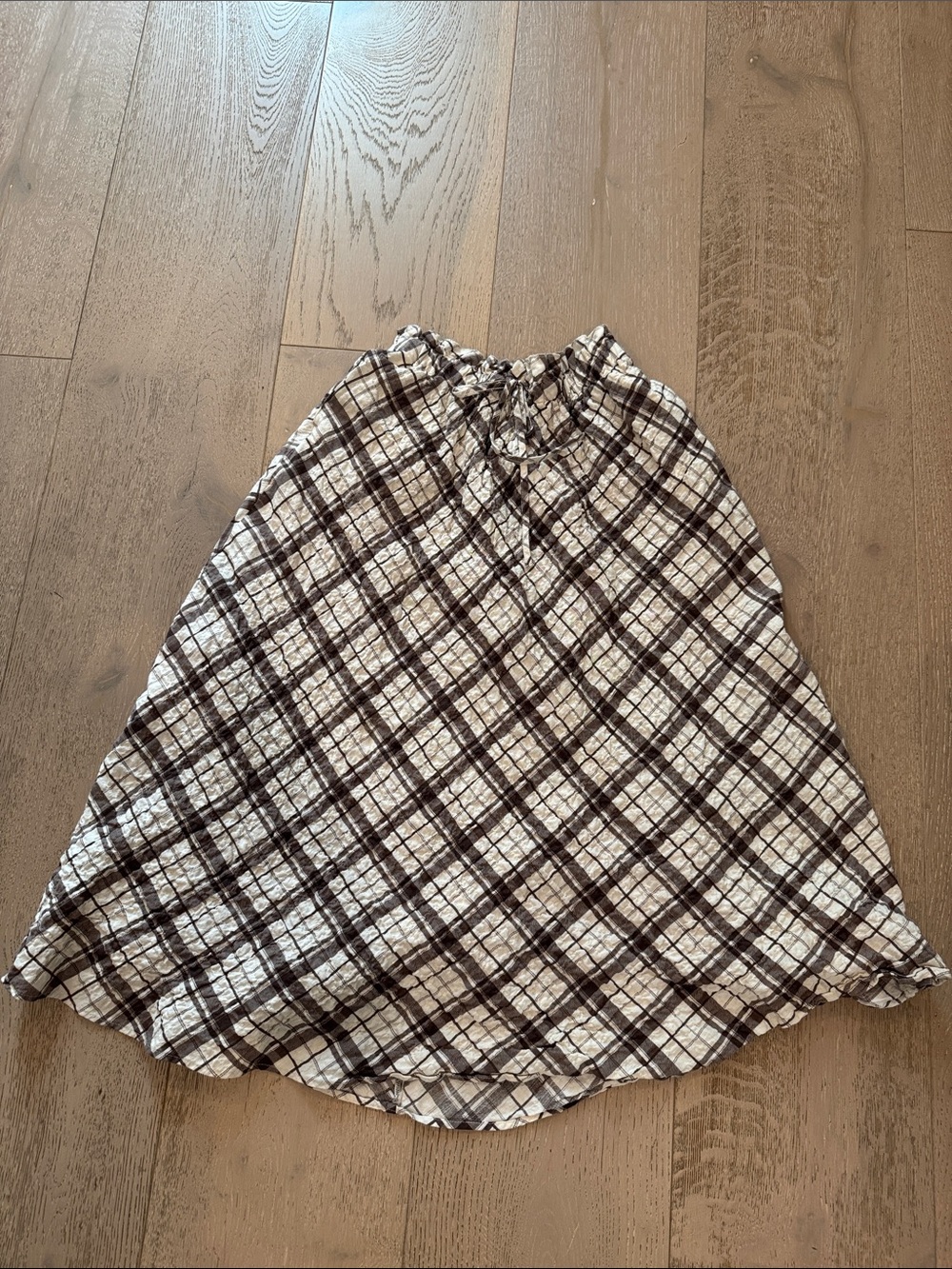 Zara Brown and White Plaid Circle Skirt